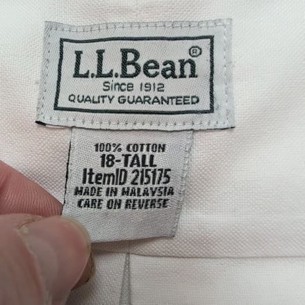 Chemise L.L. BEAN Homme XXL Blanche Manches Courtes Poche Wrinkle Free