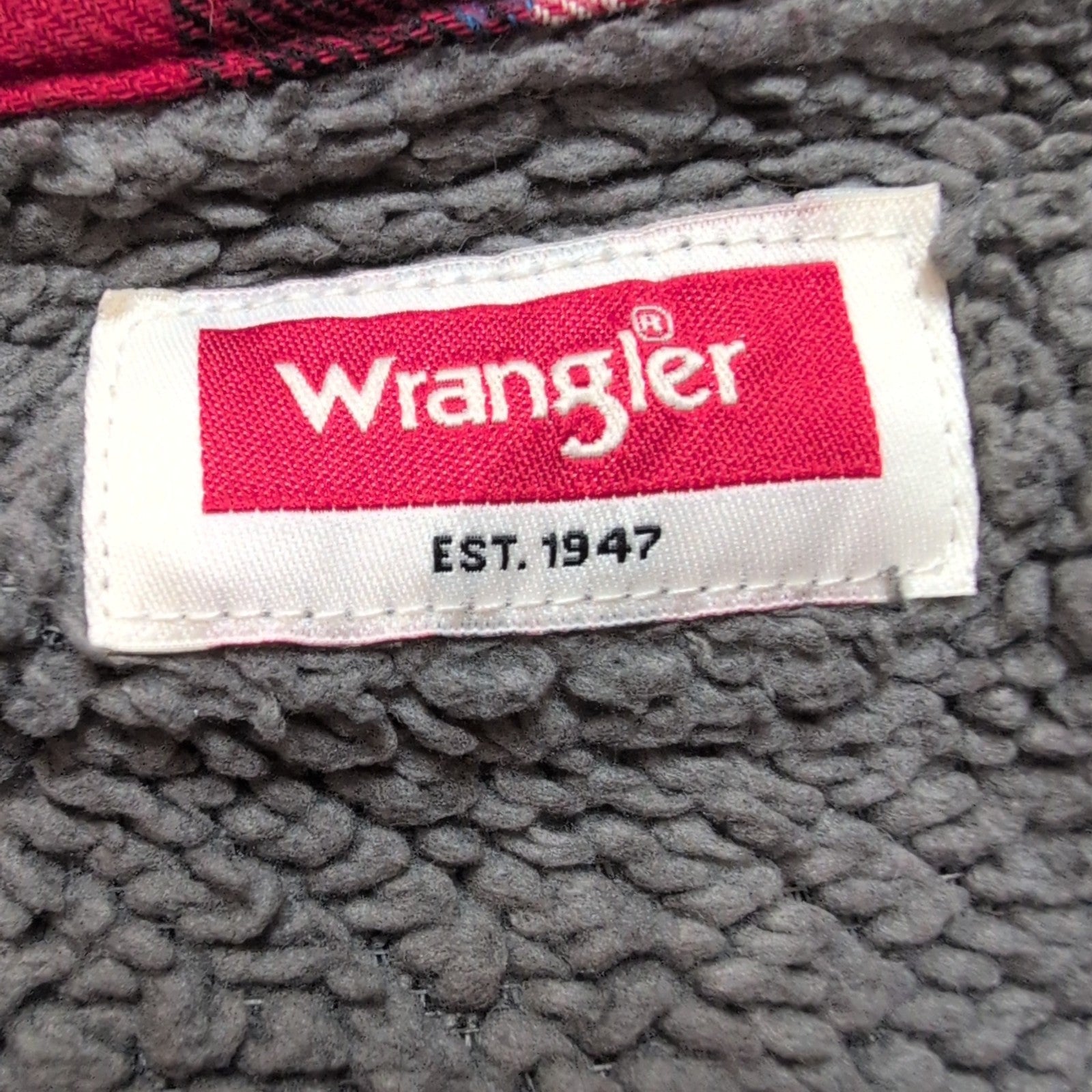Surchemise Wrangler Flanelle Carreaux Rouge Sherpa Manches Longues Taille L