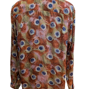 Chemise Hawaïenne Man Seta 100% Soie Fine Motif oeil de Paon - Taille M