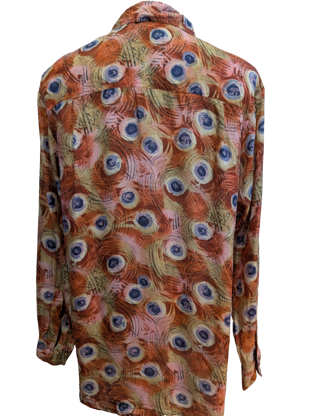 Chemise Hawaïenne Man Seta 100% Soie Fine Motif oeil de Paon - Taille M