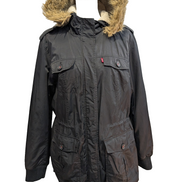 Veste Longue femme LEVI'S Noire Doublée Sherpa Fourrure - Taille XL