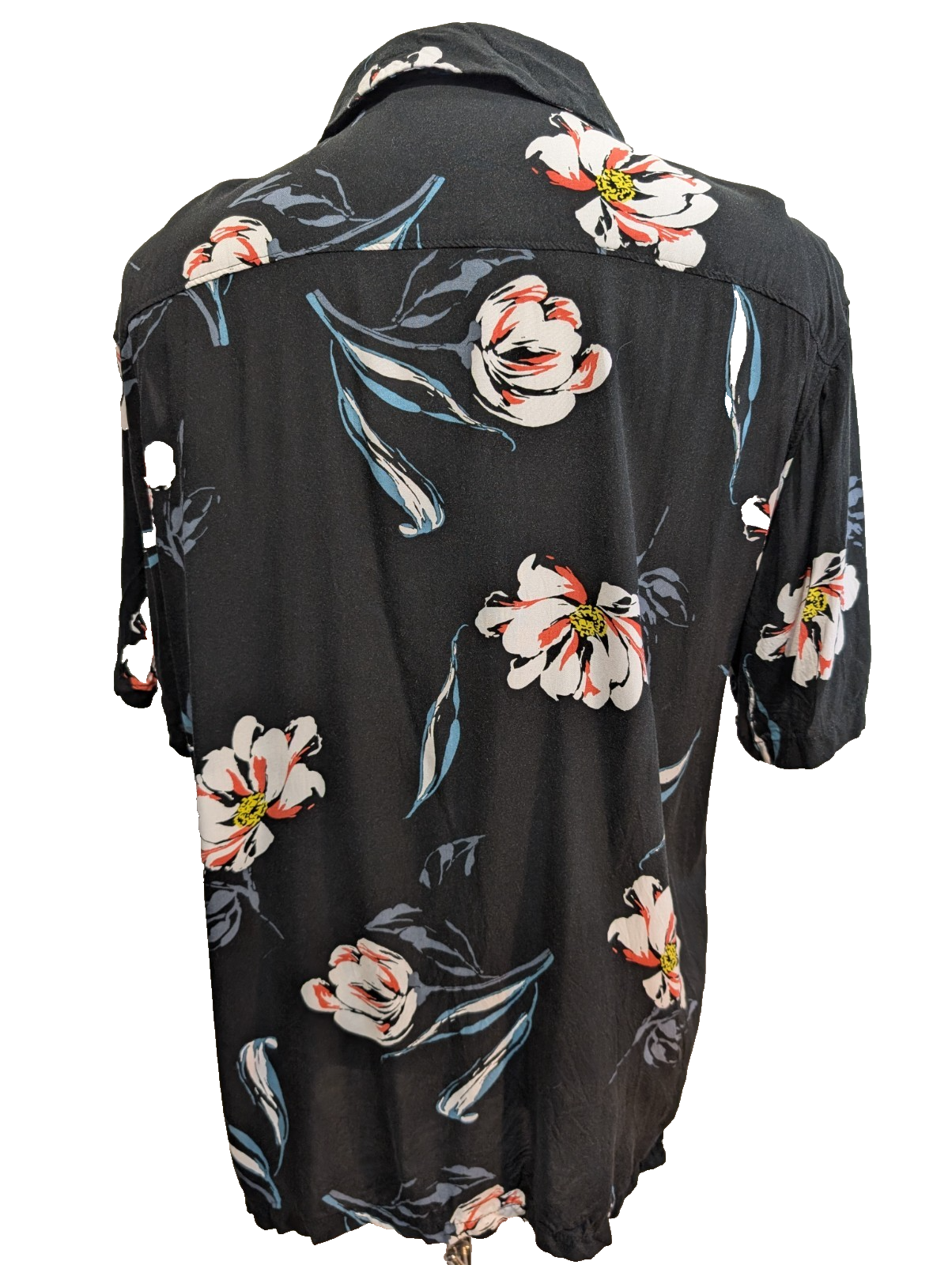 Chemise Hawaïenne NO BOUNDARIES Noire Fleurie Blanche - Taille L