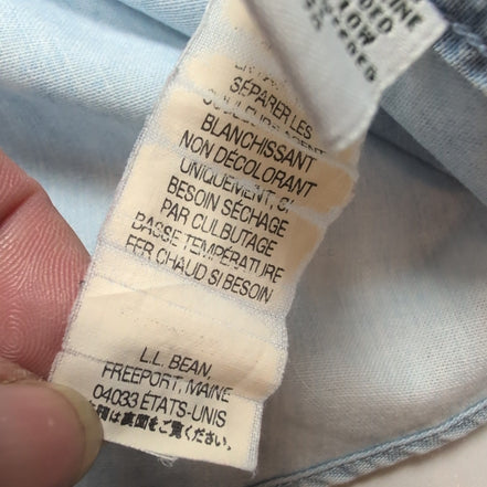 Chemise L.L. BEAN Homme XL Bleu Clair Effet Jean Manches Courtes Poche