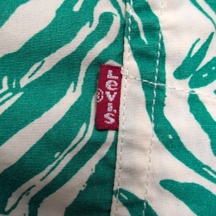 Chemise Levis Hawaïenne L Vert Blanc Feuillage Manches Courtes