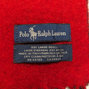 Écharpe Polo Ralph Lauren Réversible Logo Géant Noir Rouge Laine d'Agneau Italy