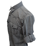Chemise Helix S Gris Foncé Western 100% Coton Manches Retractables