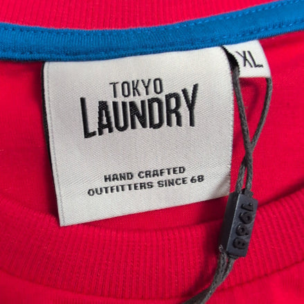 T-shirt Tokyo Laundry XL Rouge 100% Coton Logo Vintage Original Neuf