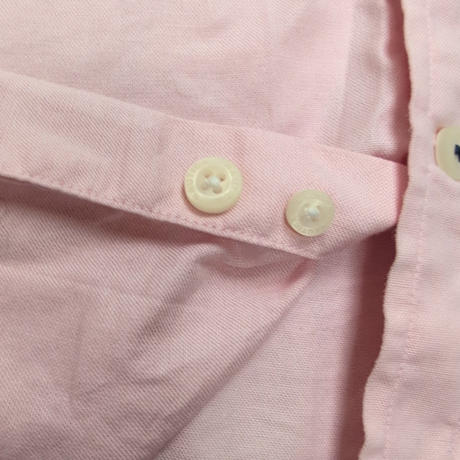 Chemise Nautica XXL Rose Pâle Uni Stretch Classic Fit Logo Brodé manches longues