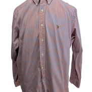 Chemise Polo Ralph Lauren Shirt Yarmouth L XL Oxford Rayée Rose Bleu Button Down