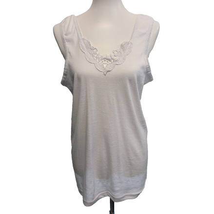 Débardeur Femme Taille 56/58 Blanc Dentelle 100% Coton Grande Taille Neuf