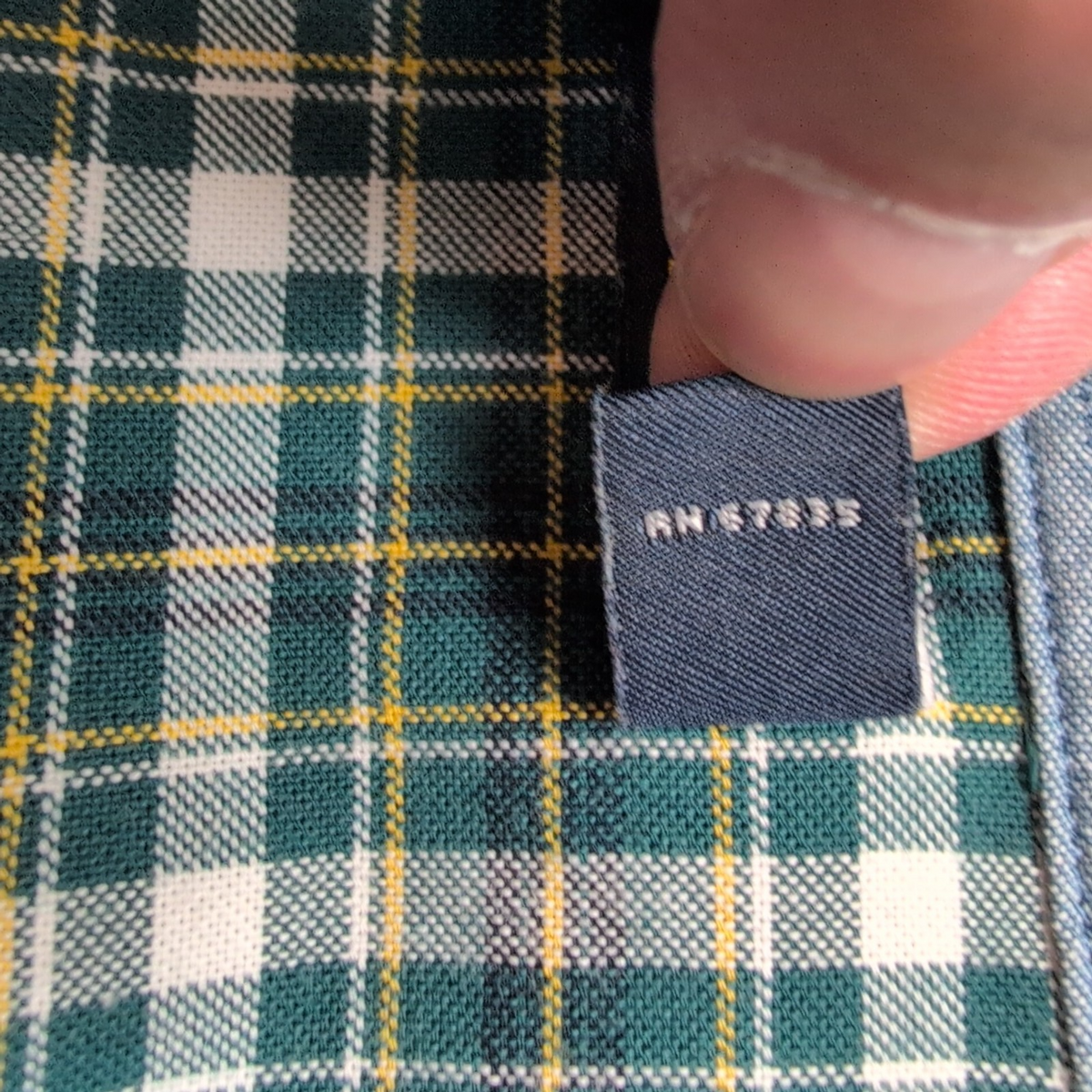 Chemise Nautica L Vert Foncé Carreaux Coton Logo Brodé Poche Manches Longues