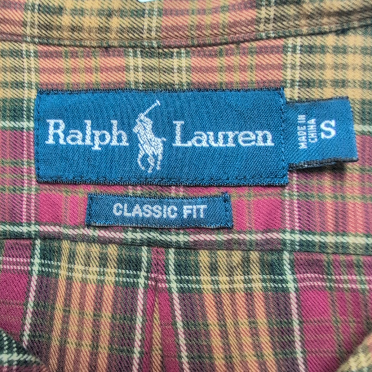 Chemise Ralph Lauren Taille S Classic Fit Flanelle Bordeaux Kaki Carreaux Coton