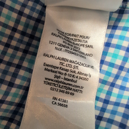 Chemise Ralph Lauren Custom Stretch L Bleu Turquoise Carreaux Logo Bleu
