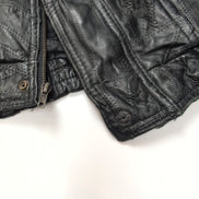 Vintage Biker Jacket Leather L Black Italian Stone Design Veste Cuir Moto |50c