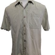 Chemise Hawaïenne Cubavera Soie & Coton Vert Pâle Palmiers - Taille S