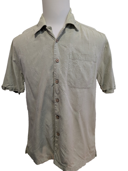 Chemise Hawaïenne Cubavera Soie & Coton Vert Pâle Palmiers - Taille S