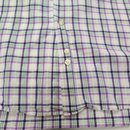 Chemise BURBERRY Violet Carreaux Taille L 100% Coton Logo Brodé manches courtes