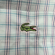 Chemise Lacoste L 42 Vert Turquoise Carreaux 100% Coton Logo Brodé