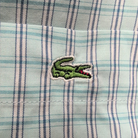 Chemise Lacoste L 42 Vert Turquoise Carreaux 100% Coton Logo Brodé