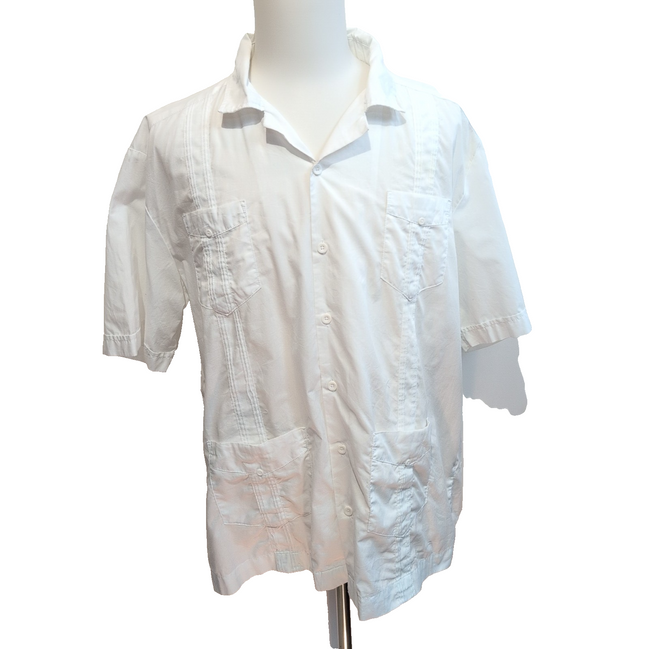 Chemise Cuba Panama Blanc 4 Poches Grande Taille XL XXL Vtg manches courtes