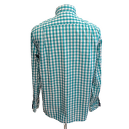 Chemise Nautica M Vert Blanc Carreaux 100% Coton Logo Brodé manches longues
