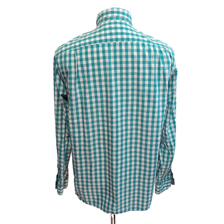 Chemise Nautica M Vert Blanc Carreaux 100% Coton Logo Brodé manches longues