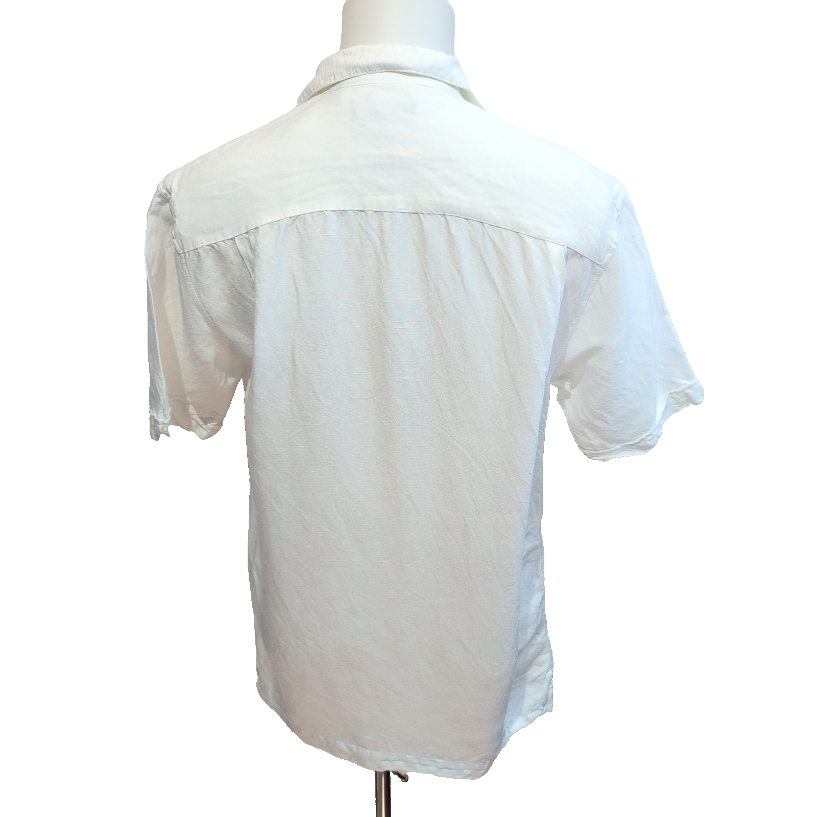 Chemise Hawaïenne Manches Courtes Cubavera Brodée Blanche Rayonne M