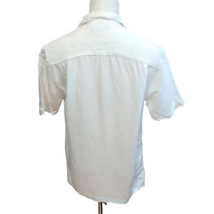 Chemise Hawaïenne Manches Courtes Cubavera Brodée Blanche Rayonne M