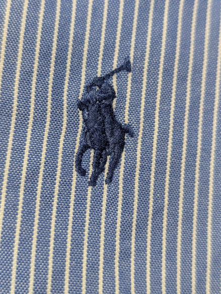 Chemise Ralph Lauren Manches Longues Yarmouth Rayures Bleu Blanc L