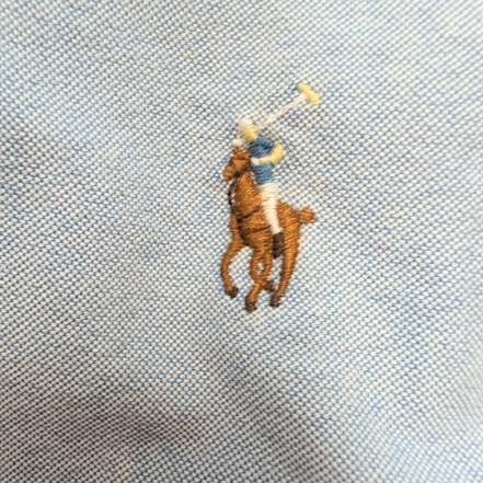 Chemise Ralph Lauren Bleu Clair L Logo Premium Marron Vintage