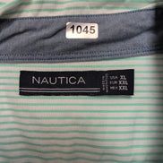 Chemise Nautica XXL Vert Pâle Rayures Logo Brodé Coton manches longues