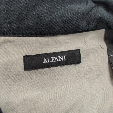 Chemise Hawaïenne Alfani XL 100% Soie Noir Gris Style Cuba Panama