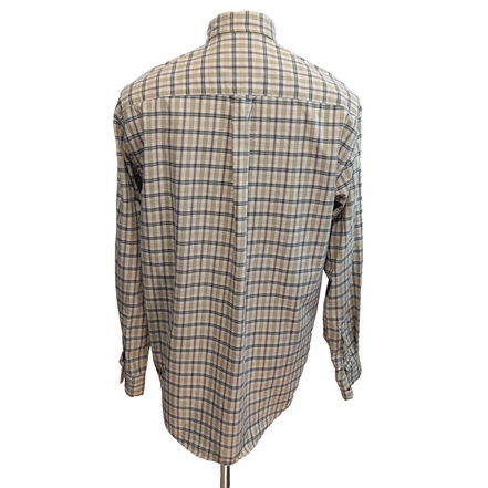 Chemise Nautica M L Marron Clair Carreaux 100% Coton Logo Poche