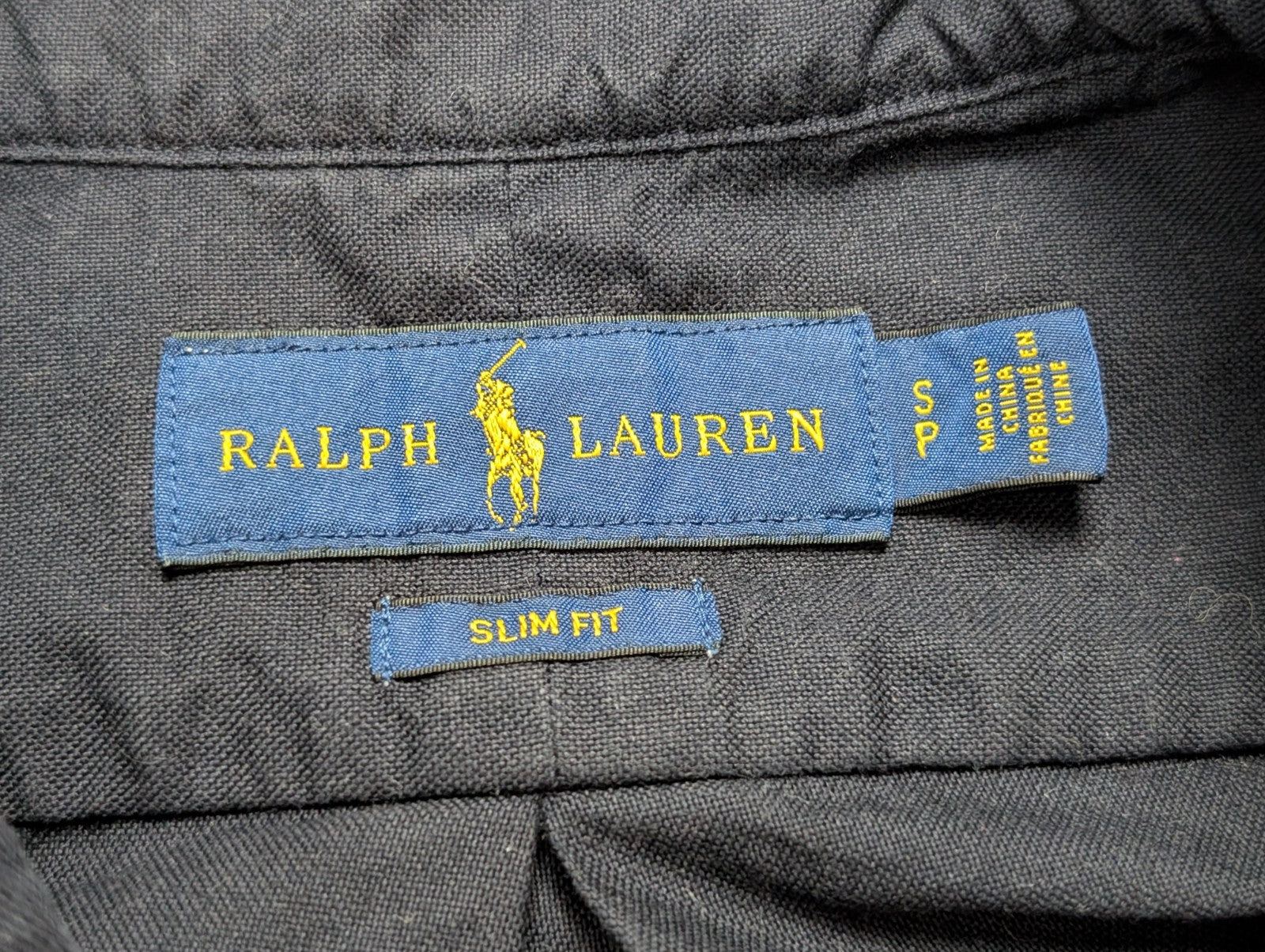 CHEMISE Ralph Lauren Homme S SLIM FIT Bleu Marine Uni Logo Rouge Classique