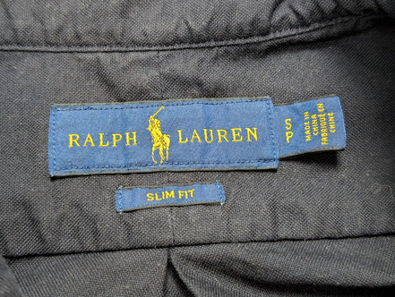 CHEMISE Ralph Lauren Homme S SLIM FIT Bleu Marine Uni Logo Rouge Classique
