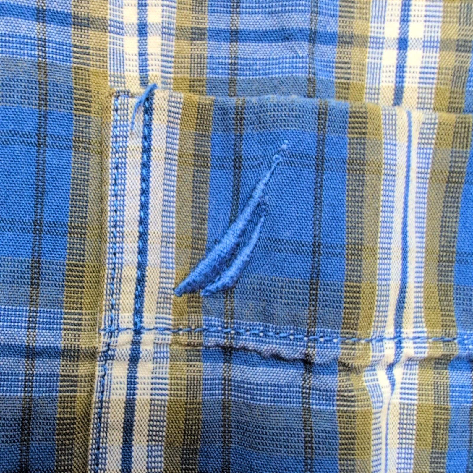 Chemise Nautica XL Bleu Carreaux Classic Fit 100% Coton Made in Mauritius