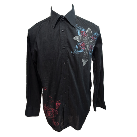 Chemise Eighty Eight M Noir Crucifix Imprimé 100% Coton manches longues