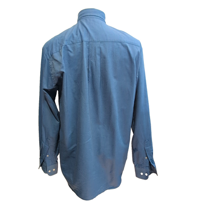 Chemise Nautica Oxford bleu uni Hong Kong coton taille M/L logo brodé