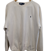 Pull Sweat Polo Ralph Lauren M blanc logo bleu brodé Made in Hong Kong