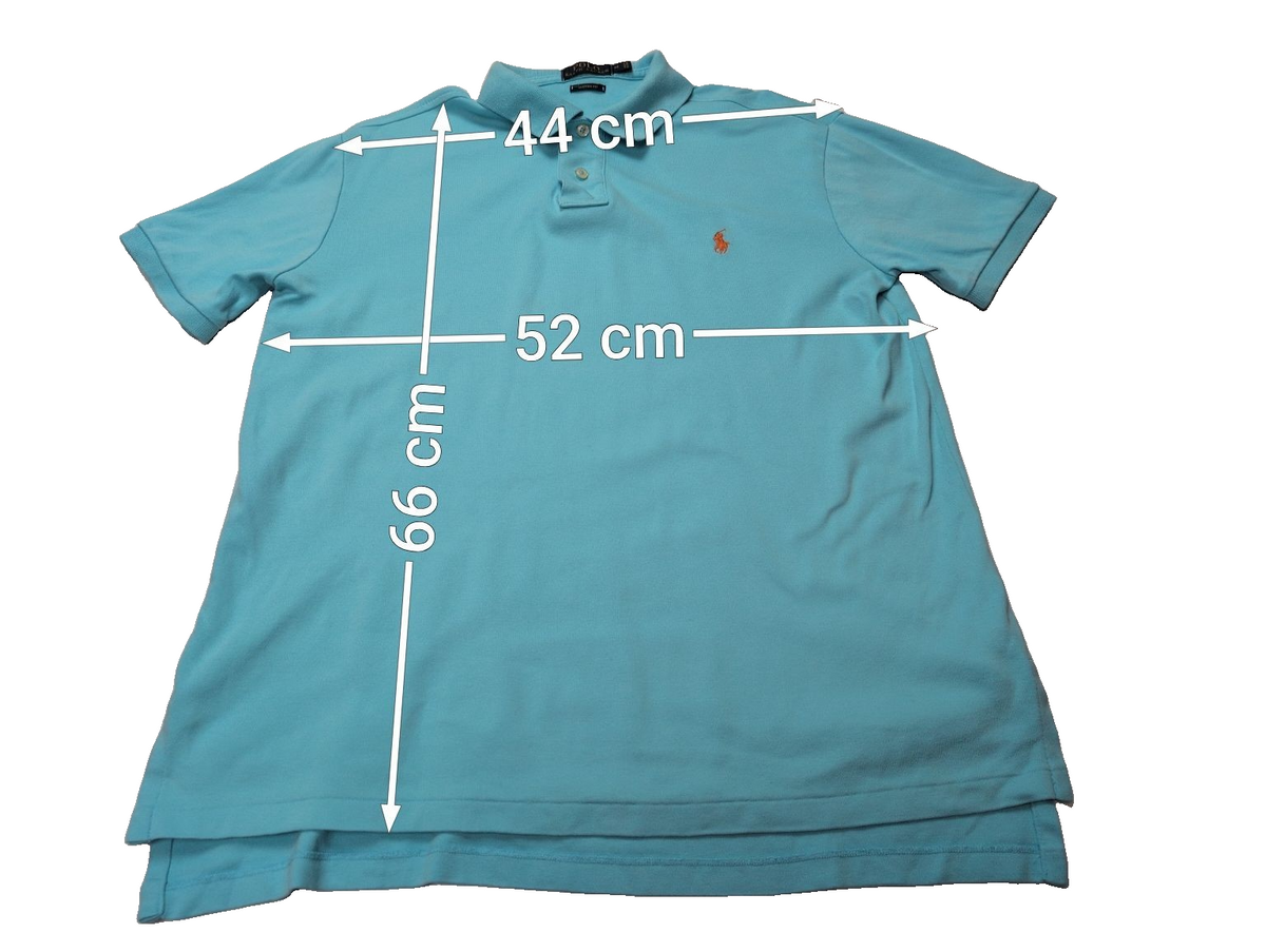 Polo manches courtes Polo Ralph Lauren M bleu turquoise logo orange Custom Fit