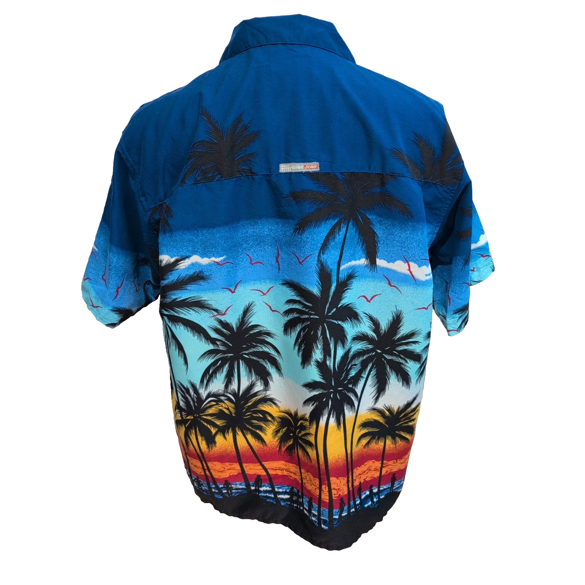 Chemise Hawaïenne Point Zero M Palmiers Couché Soleil Multicolore manches courte