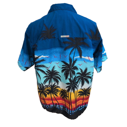 Chemise Hawaïenne Point Zero M Palmiers Couché Soleil Multicolore manches courte