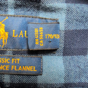 Chemise Ralph Lauren S Flanelle Bleue Carreaux Logo Bleu Manches Longues