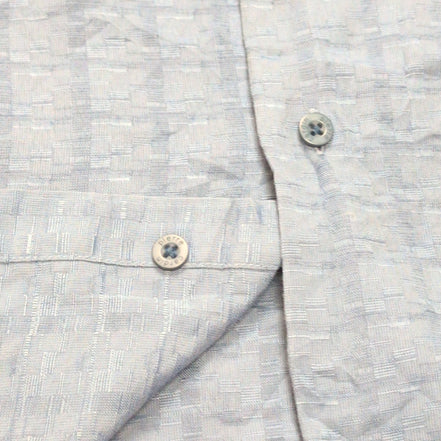 Chemise hawaïenne Pierre Cardin L bleue géométrique 60% rayonne manches courtes