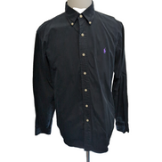 Chemise Ralph Lauren L Noir Logo Violet Classic Fit Button Down Coton Shirt
