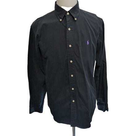 Chemise Ralph Lauren L Noir Logo Violet Classic Fit Button Down Coton Shirt
