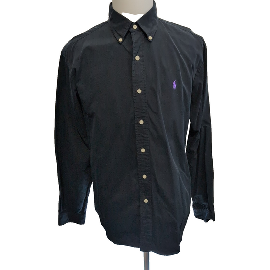 Chemise Ralph Lauren L Noir Logo Violet Classic Fit Button Down Coton Shirt