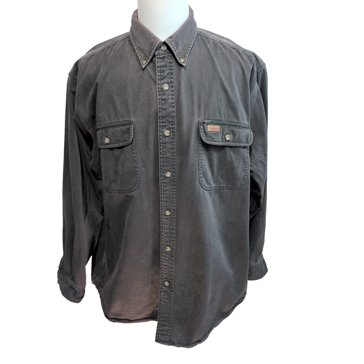 Chemise Carhartt XL Vert Foncé 100% Coton 2 Poches Workwear Vintage