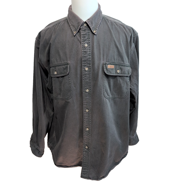 Chemise Carhartt XL Vert Foncé 100% Coton 2 Poches Workwear Vintage