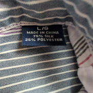 Chemise Hawaïenne Tommy Bahama Island Zone L Soie / Polyester Rayures Gris Rouge